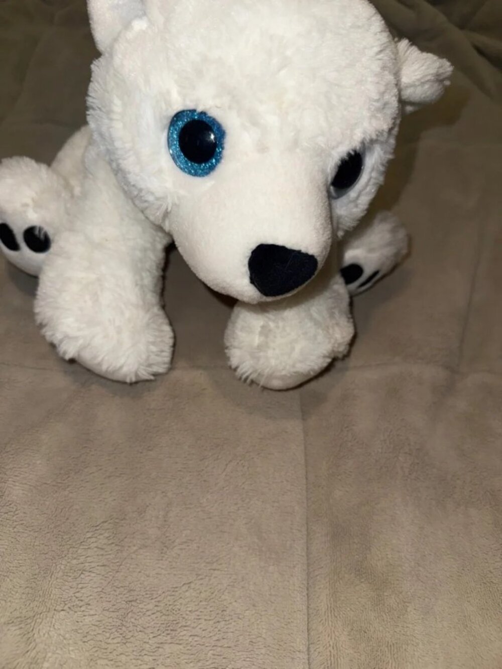 NWT Polar Bear Stuffed Animal with Blue Glitter Eyes - Picture 4 of 5